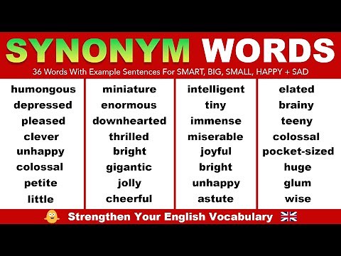 English Synonym Words For SMART, BIG, SMALL, HAPPY + SAD | Strengthen Your English Vocabulary