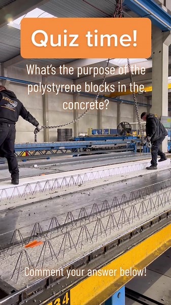 Quiz time! Do you know why we put polystyrene blocks in our concrete slabs? 🤓 Comment your answer! 🤩 #slabs #concrete #alexrus #steel #reinforcement #polystyrene #construction #knowhow #isolation #lowerweight #price #prefab #production #factory #predallen #balken #kolommen #wapeningskorven #foryoupage #fyp #tiktok #trend #tiktoktrend