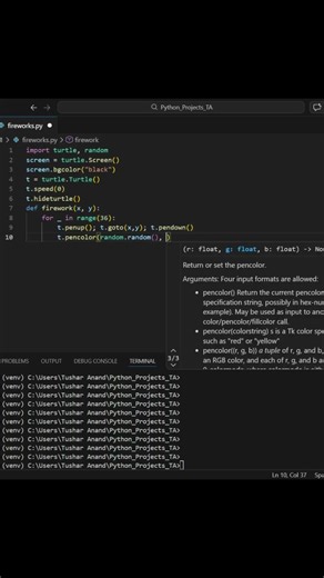 Click for Explosions! 🎆 Fireworks Simulator #shorts #python #coding #pythonprogramming #programming