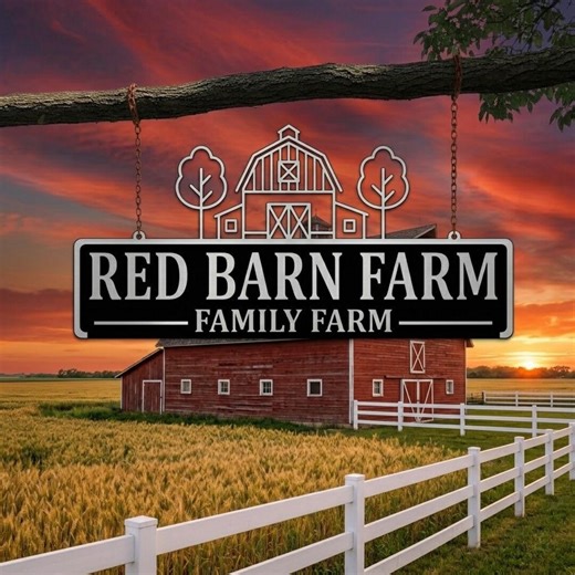 Red Barn Farm Metal Sign, Custom Family Farm Sign, Rustic Barn Wall Decor, Personalized Outdoor Farmhouse Sign - Etsy
