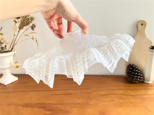 Vintage French White Clichy Glass Lampshade With Frilled Edge - Etsy