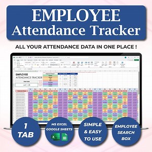 Employee Attendance Tracker Excel Template, Human Resources Attendance Log Sheet, Absence Tracker, HR Templates, Employee Management Office - Etsy