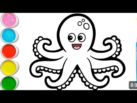 Squid drawing step by step | How to Draw Squid | Easy coloring for Kids and Toddlers
