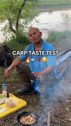 Ono Oti on Instagram: "Carp taste test 🔥🐟😂💯 #unclechino #dfw #carp #outdoorcooking #bones"