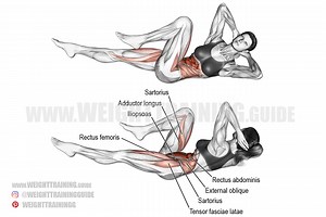 Bicycle crunch exercise instructions and video | Weight Training Guide