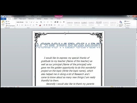 How to Make Acknowledgement in MS WORD for School Project |2|