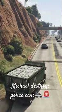 #GTAV #Michael Destroys Police Cars with truck Can He Survive This? #gameplaylive #gtav