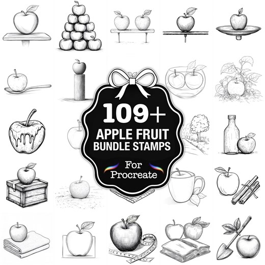 109  Apple Fruit Procreate Stamps, Fresh Apple Brushes for Procreate, Instant Download - Etsy