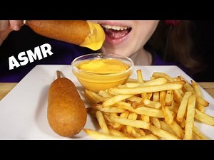 ASMR CHEESY CORN DOGS & FRIES MUKBANG (No Talking) EATING SOUNDS