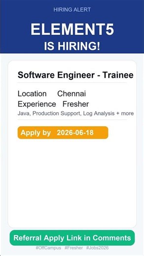 Element5 | Software Engineer - Trainee | Off Campus 2026 | Apply Now | Chennai
