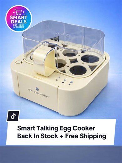 Smart Talking Egg Cooker Back In Stock Free Shipping The Smart Talking Egg Cooker is back in stock and comes with free shipping. Cook perfect soft, medium or hard boiled eggs and the cooker even tells you when they’re ready. Price and availability correct at the time of publishing and may change. #TikTokMadeMeBuyIt #KitchenGadgets #EggCooker #HomeCooking #KitchenFinds @QVC UK