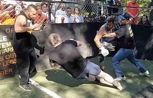 Going At It: Backyard Boxing Between Old Heads Ends With A Knockout!