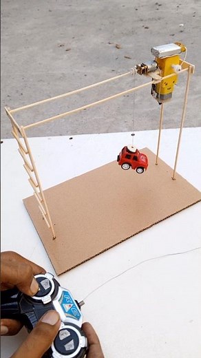 Home-made Mini Crane 🏗️ | Easy School Science Exhibition Project #diy #shorts #experiment