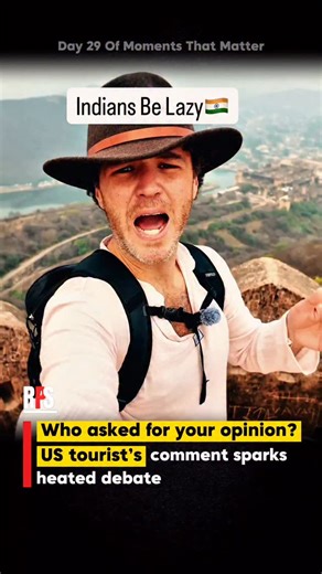 Reel Pe Seal 🇮🇳 on Instagram: "An American tourist’s video filmed during a visit to Jaipur’s Amber Fort has sparked a debate on social media after he described Indians as “lazy” and “out of shape.” The remarks were made during his descent from the fort and were directed at visitors who had paused midway along the steep climb. The tourist, identified online as Charlie Evans, recorded himself while pointing towards people resting along the route and generalised the scene as evidence of what he d
