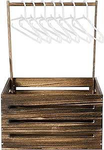 Suzile Black Walnut Color Wooden Baby Shower Crate Closet Wood Basket for Gifts with Handle Boy Girl Clothes Gender Reveal Storage Box for Newborn New Parent (Classic)