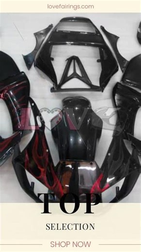 Flame - Red Black Fairings and Bodywork For 1998-2002 YZF-R6 #LF3364