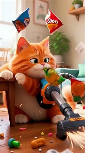 Rat Scientist Invents a Vacuum Cleaner… It Attacks the Cat 😹#shorts #catshorts #orangecat #funnycat