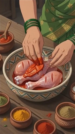 Ghibli Style Chicken Tandoori 🍗🔥 | Smoky Indian BBQ | Cozy Cooking ASMR