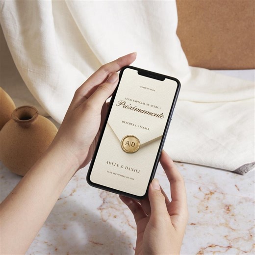 Modern Gold Monogram Wedding Save the Date Digital Download, Electronic Invite, Evite, invitaciones de boda