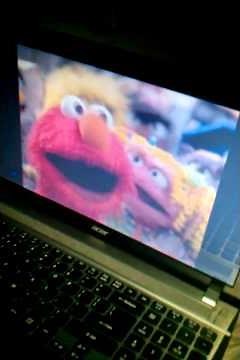 Crying because Elmo's blanky got taken away.