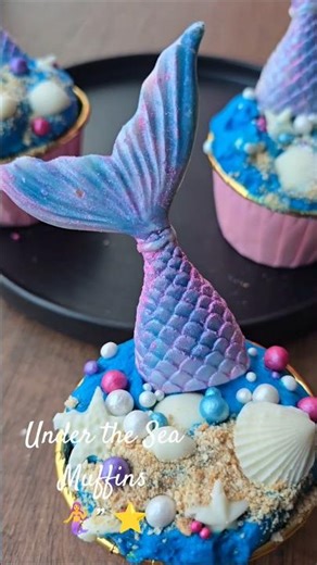 Mermaid-inspired muffin decoration ✨ #fyp #viralrecipe #muffins #viralshorts #cake #foryou