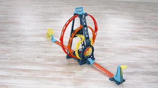 Hot Wheels Track Builder Triple Looping circuit à 3 loopings modulables.mp4