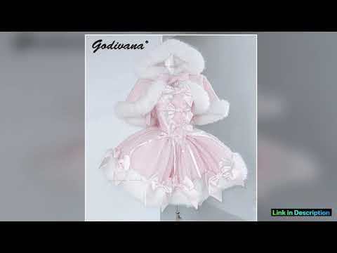 New Winter Glitter Sequined Tweed Tube Top Dress Hooded Fur Cape Jacket Girl Womens Cute Bow New Ye