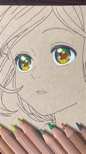 【とんがり帽子のアトリエ】 ココの目を色鉛筆で描いてみた！✍️ #とんがり帽子のアトリエ #イラスト #模写