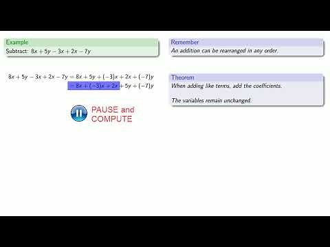 Subtraction of Algebraic Terms