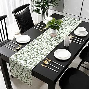 Amazon.com: Green Leaf Cotton Linen Small Table Runner 13 x 36 inch Country Plant Botanical Spring Summer Non-Slip Rectangular Dining Table Decor for Wedding Party Holiday Dinner : Hogar y Cocina