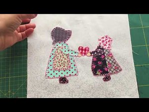 Sunbonnet "patchwork dolls" patchwork cushion