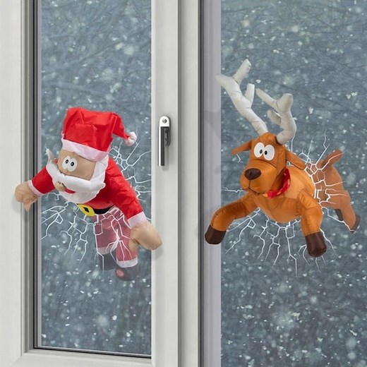 The duo you didn’t know you needed until now  歷  Get yourself a crashing reindeer AND crashing santa as a set or individually ✔️ Easy to install ✔️ Noise activated so you can show off the hilarious leg kicking animation that makes them look as though they have just crashed through your window Shop now  https://binozity.com/reindeer-santa-set05 | Adams Jewellers | Facebook