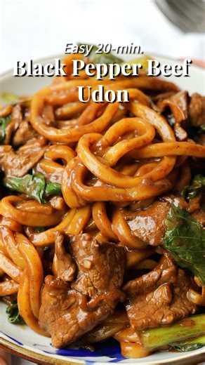 Christie Lai on Instagram: "Black Pepper Beef Udon 📝 Recipe link in profile or visit www.christieathome.com & search for the recipe! Bouncy chewy udon noodles with tender beef and leafy greens coated in a luscious black pepper soy sauce. A classic dish that is so simple. It’s one of those easy meals that I return back to over and over again. Also, it’s an Asian noodle dish that takes less than 20 minutes! If you can’t find this thinly cut ribeye steak at your Asian market, substitute with norma