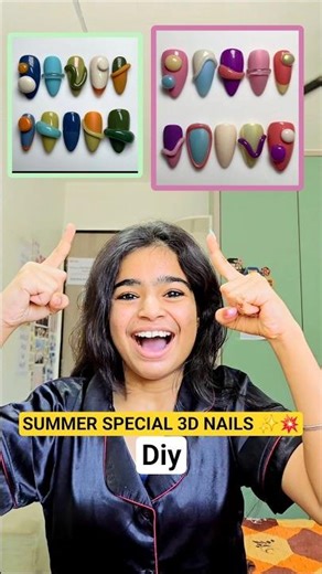 SUMMER SPECIAL 3D NAILS ✨️💥 #shorts #minivlog #ashortaday #tranding #vlog #diy #mehndi #nails