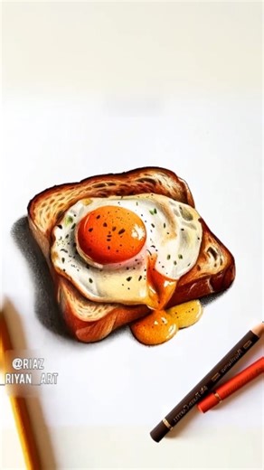 Get cracking with my newest 3D drawing tutorial: a mouthwatering fried egg toast! 🫠🍞🥚🍳 #explorepage✨ #egg #draw #newarrivals #art | Riaz Riyan