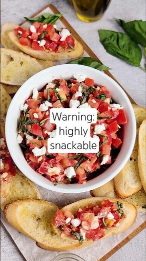 best summer appetizer! goat cheese bruschetta, full recipe in the comments. #partyfood #summerrecipe