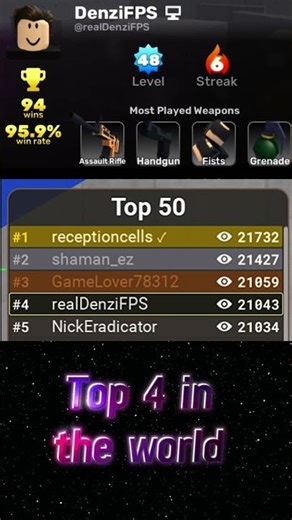 World Top 50 Aimlabs Plyer Tried Roblox Aim Trainer..... #roblox #aim #bestplayer #top4