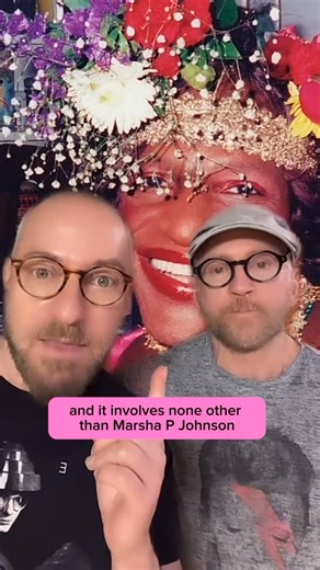 Richie and Duane on Instagram: "A favorite flashback to late-’80s Pride featuring us, ACT UP, and Marsha P. Johnson effortlessly upstaging absolutely everyone. Sharing it for Transgender Awareness Week in honor of her joy, her fire, and her chaotic charm. #couplegoals #gaycouplegoals #couplecomedy #transawarenessweek #marshapjohnson"