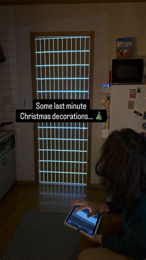Lazy Lighting on Instagram: "Transforming my kitchen door into Christmas decorations with the Lazy Lighting app 🎄 • Tap the link-in-bio for 3 months free Available for iPhone & iPad Works with ANY normal projector (via HDMI) Upload your own visuals • #projectionmapping #lazylighting"
