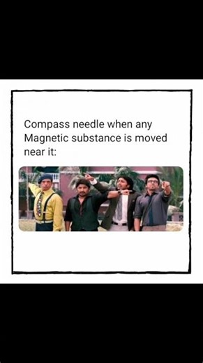 when a compass needle is brought near a magnetic material then see what happens