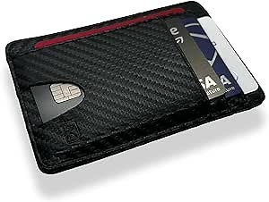 Modern Carry Slim Wallet - Minimalist Credit Card Holder for Men and Women, Small Front Pocket Wallet with RFID Protection, Vegan Leather Thin Business Card Wallet - Black Carbon