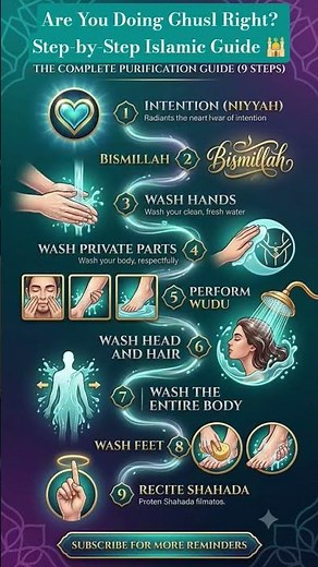 How to Perform Ghusl Correctly | 9 Simple Steps 🚿✨#Ghusl #shorts #Sunnah