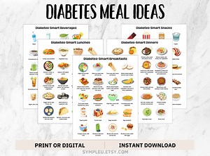 Diabetes Meal Ideas, Diabetic Food Chart, Diabetic Diet Sheet, Diabetic Meal Plan, Grocery List, Diabetic Food List, Meal Planner, Printable - Etsy