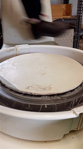 12K views · 26 reactions | Throwing one of a set of plates. I’m starting with the side plate and moving on to the dinner plate set tomorrow. I’m throwing them on a bat so they’re easy to move off the wheel, and I’ll trim them tomorrow or Friday when they’re firm enough to flip over without destroying them. | Maddie Deere Ceramics | Facebook