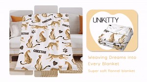 Cheetah Blankets - Soft Fuzzy Leopard Blanket Throw for Girls - 50"x60" Flannel Blankets for Bed, Couch & Sofa - Black Cute Blanket Gifts