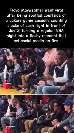 Floyd Mayweather Started Counting Money Courtside in front of Jay-Z! #jayz #floydmayweather #shorts