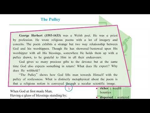 Class 10, English, 2 4, The Pulley, explanation with answers of warming up, workshop and margin Q's