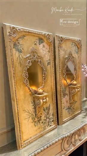 Upcycled Christmas Mirror Decor | Decor Moulds & Transfers for Holiday Magic By Redesign!