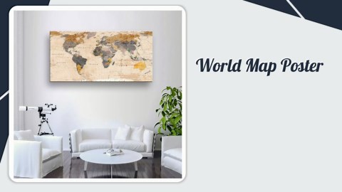 JLXART World Map Poster for Wall Vintage Canvas Prints Photos Nautical Map Decor Modern Framed Wall Art of The World Map Wall Decor for Office Living Room Bedroom Travel Memory Home Decor Artwork
