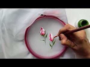 Fabric painting tutorial | simple fabric painting | Rose Buds Painting on Organza Fabric |
